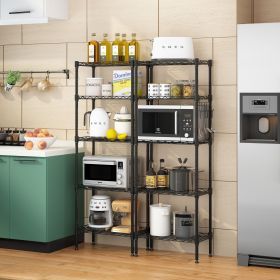 Adjustable Modular Metal Shelving Unit Heavy Duty Kitchen Storage Rack Organizer Microwave Shelf Black Space Saving for Home Garage Pantry Adjustable Modular Metal Shelving Unit Heavy Duty Kitchen Storage Rack Organizer Microwave Shelf Black Space Saving for Home Garage Pantry